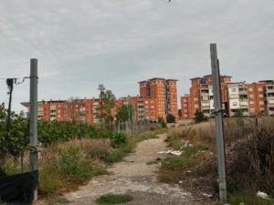Uno scorcio dei palazzoni in Via Pionieri della Bonifica, a Campo Boario (Latina). Un quartiere difficile che sconta la presenza dei Di Silvio