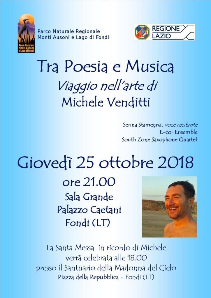 EnteParcoAusoni- Locandina - 25.10.2018 Tra Poesia e Musica viaggio nell'arte di Michele Venditti