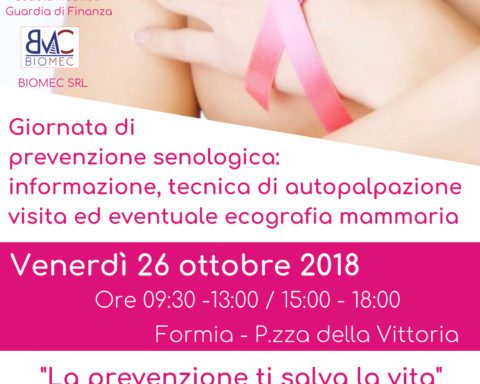 Locandina La prevenzione ti salva la vita - 26 ottobre 2018 Formia