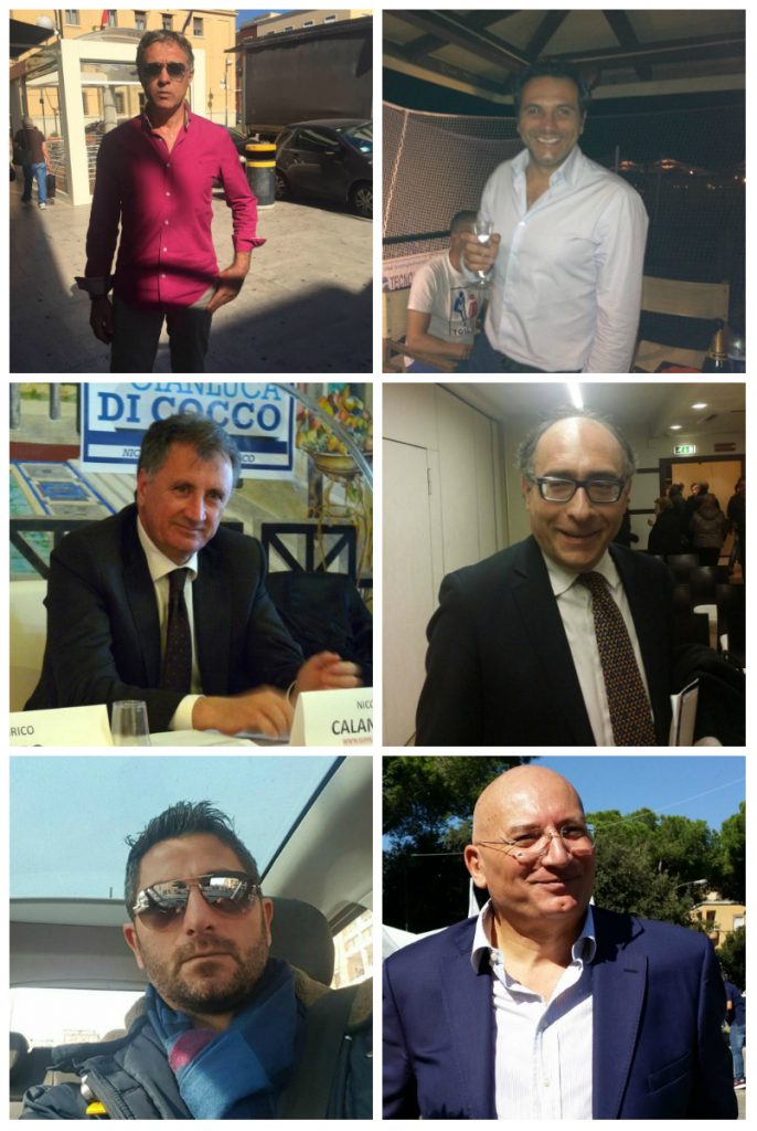 In alto Raimondo Tiero e Massimiliano Carnevale; al centro Nicola Calandrini e Enrico Tiero; in basso Angelo Tripodi e Matteo Adinolfi