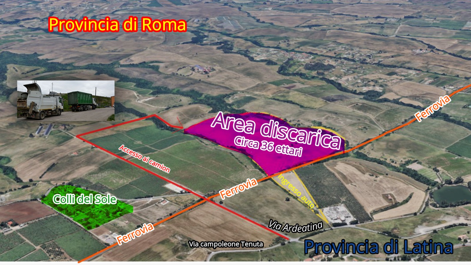 L'area della discarica a Casalazzara, Aprilia
