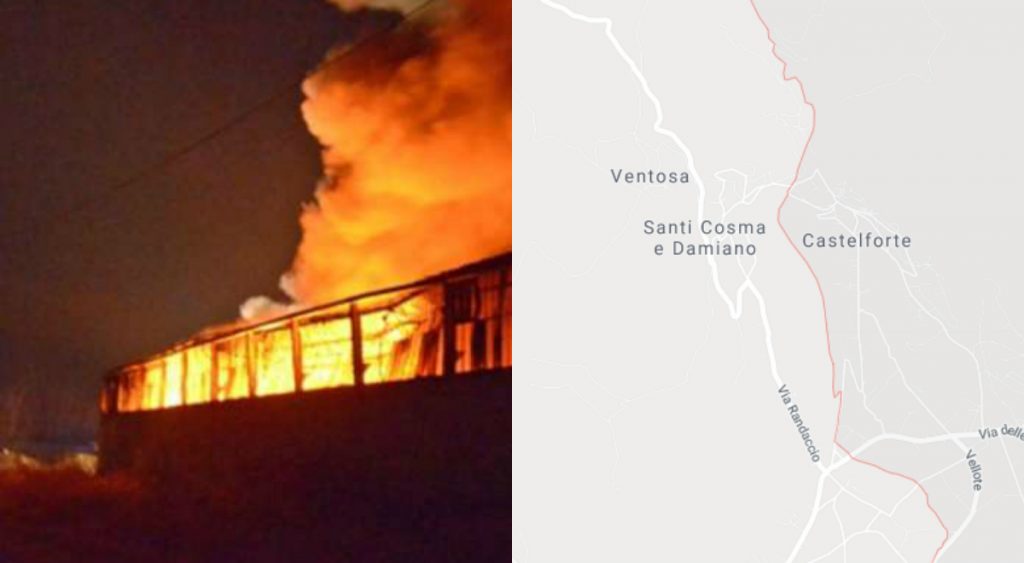 santi cosma e damiano: incendio deposito autobus società pontina trasporti
