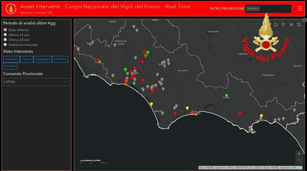 mappa interventi maltempo vigili del fuoco