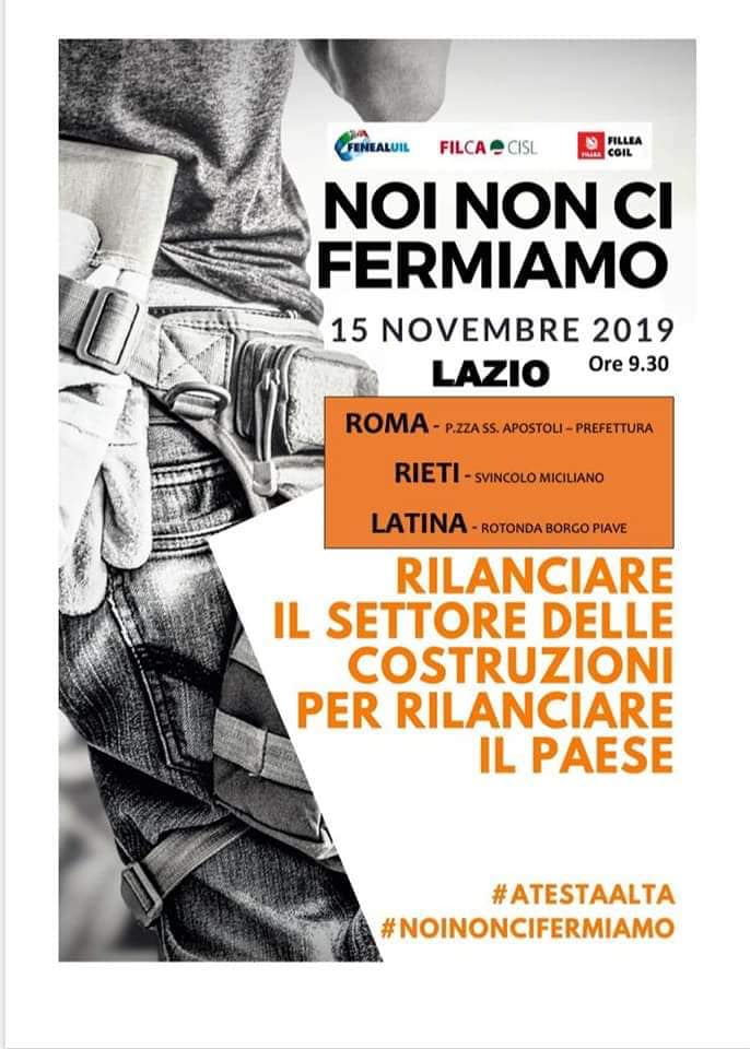 Il volantino che dà notizia del presidio organizzato dai sindacati per il 15 novembre