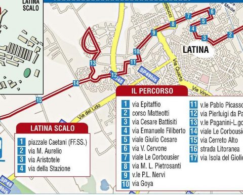 La mappa di quella che avrebbe dovuto essere la metropolitana leggera a Latina