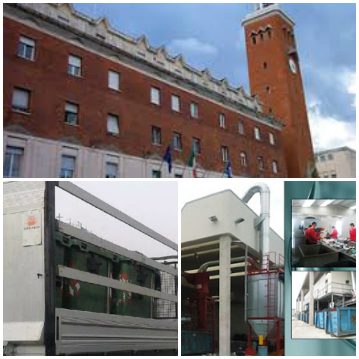 Sopra il Comune di Gaeta, sotto un mezzo della Ecocar e lo stabilimento della Del Prete srl a Sermoneta Scalo