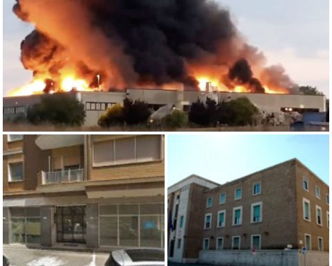 Sopra l'incendio alla Loas di Aprilia, sotto a destra la sede dell'Arpa a Latina e a sinistra la Provincia