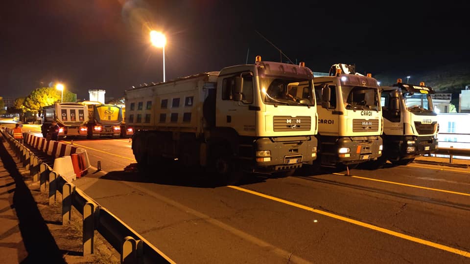 Le prove di carico eseguito stanotte sulla Flacca, Formia