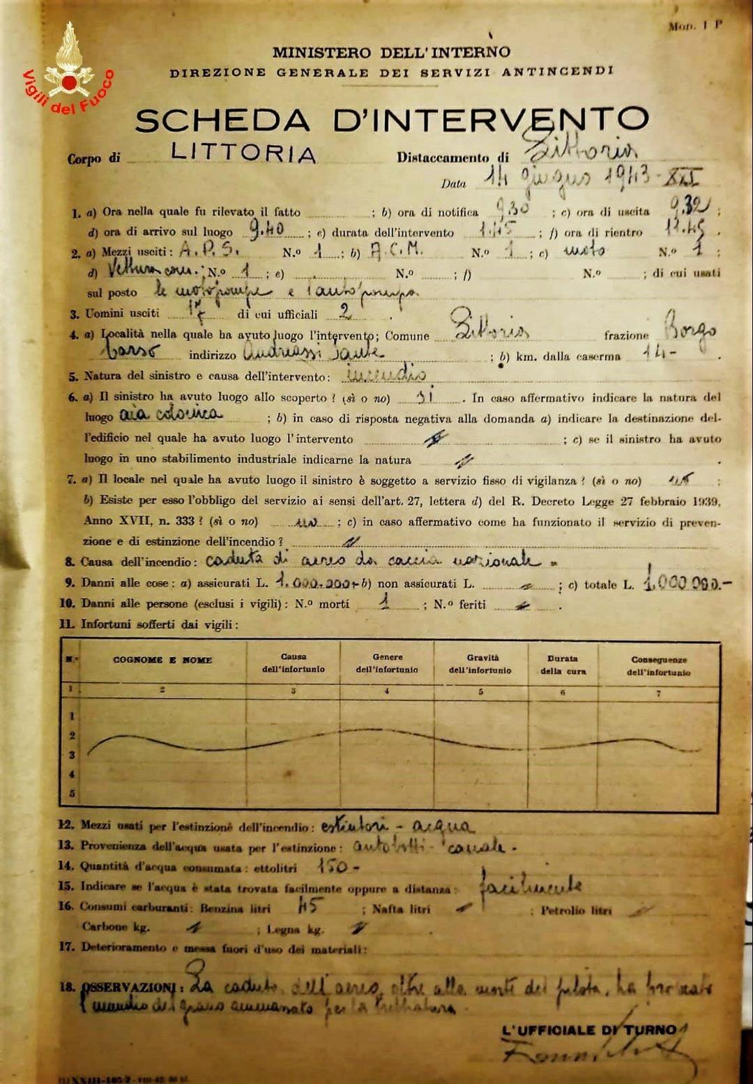 scheda d'intervento