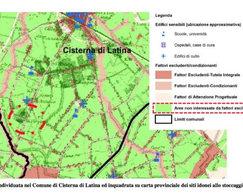Area a Cisterna individuata dai tecnici provinciali nella relazione