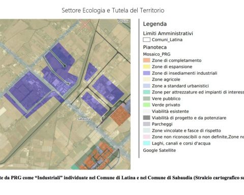 Aree industriali individuate nel Comune di Latina e Sabaudia