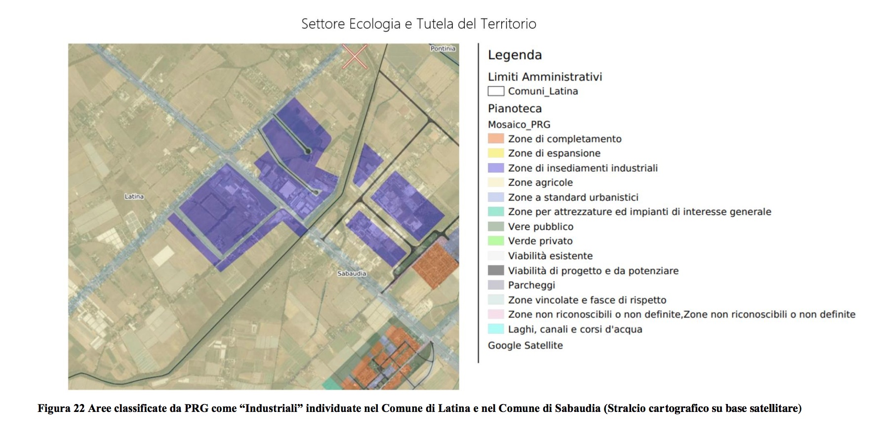 Aree industriali individuate nel Comune di Latina e Sabaudia