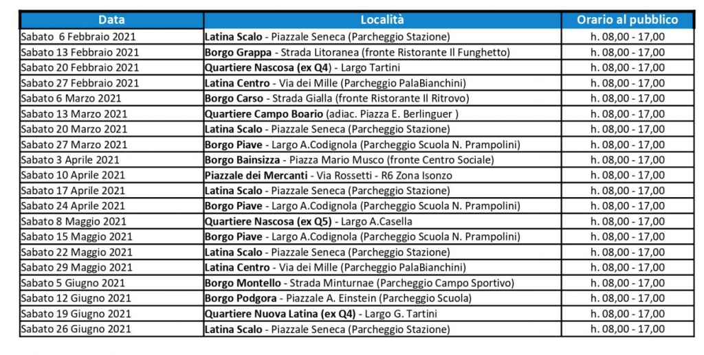 Calendario febbraio-giugno