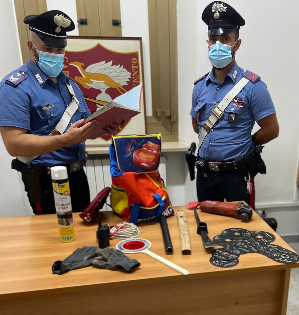 Il materiale da “scasso” rinvenuto dai Carabinieri del N.O.R.M. di Latina