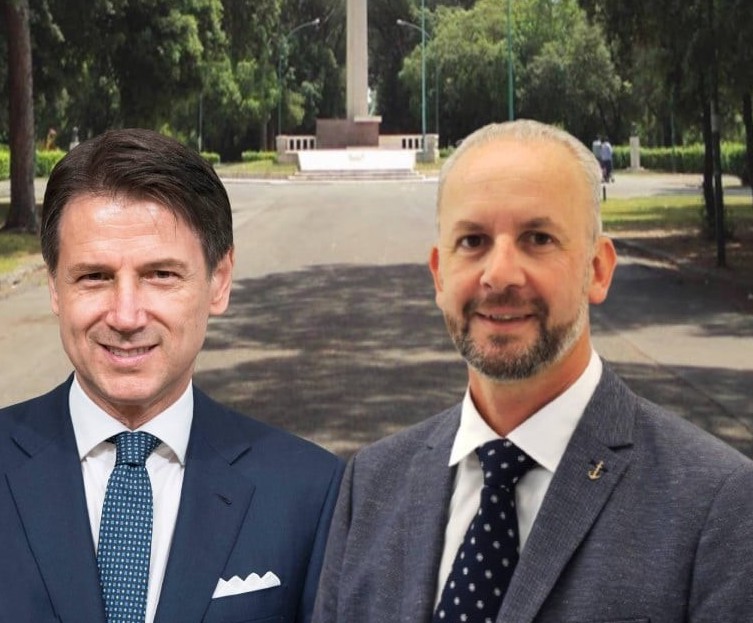 Giuseppe Conte e il candidato a Sindaco di Latina per i 5Stelle Gianluca Bono