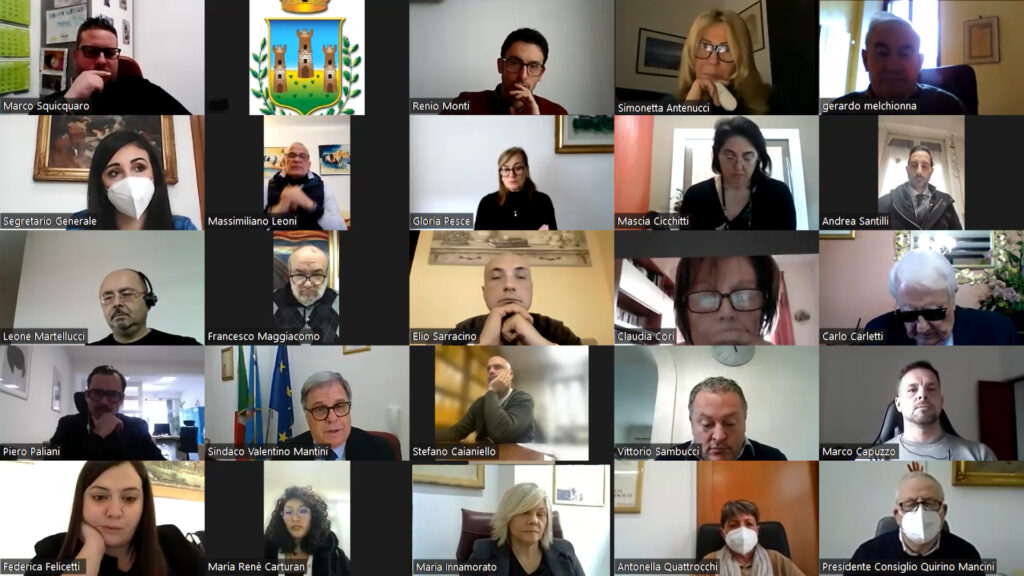 Consiglio comunale di Cisterna riunito tramite Zoom