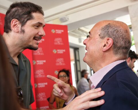 Il regista Gabriele Mainetti e il Presidente della Regione Lazio Nicola Zingaretti
