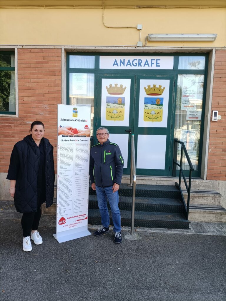 Assessore sanità, Annamaria Maracchioni e pres. gruppo aido Sabaudia, Paolo Brun