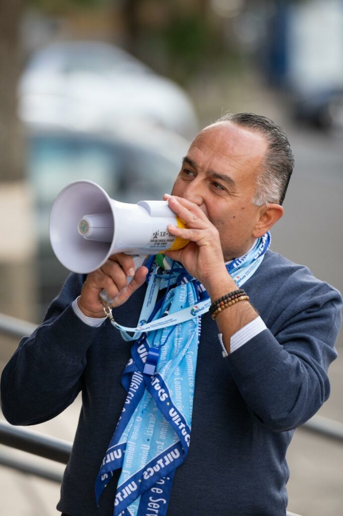 Gianfranco Cartisano nel corso della manifestazione di oggi, 3 novembre